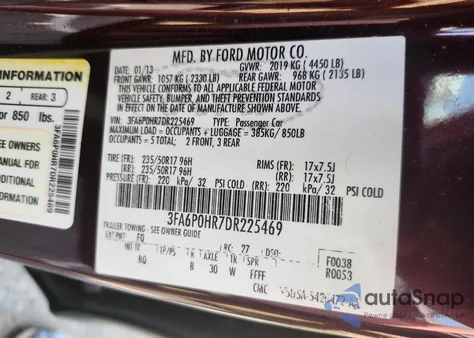 2013 Ford Fusion Se from USA, damaged, VIN 3FA6P0HR7DR225469